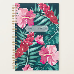 Exotische Monogram Sommerblumendesign Planer