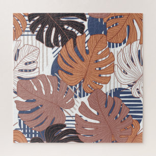 Exotische Monstera-Blätter, Vintag tropisch. Puzzle