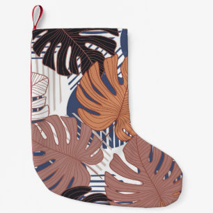 Exotische Monstera-Blätter, vintage-tropisch. Kleiner Weihnachtsstrumpf