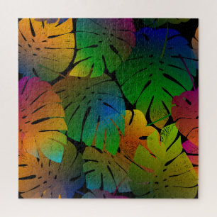 Exotische Monstera: Palmenblätter Vintage Puzzle