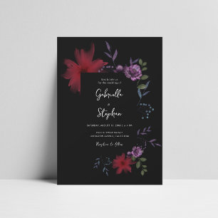 Exotische Nachtblume   Moody Dark Romantic Wedding Einladung