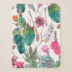 Exotische natürliche Vintage Aquarellmuster Sherpadecke