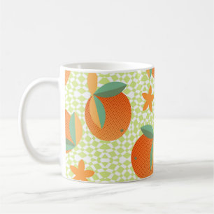 Exotische Orange Frucht: Tropisches Vintage. Kaffeetasse