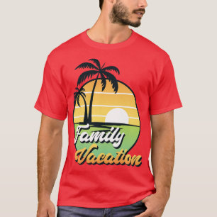Exotische Palmen Familienurlaub Retro Sonnenunterg T-Shirt