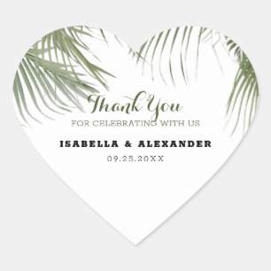 Exotische Palmen Herz-Aufkleber