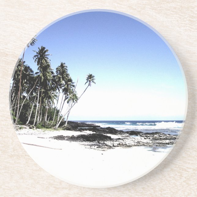 Exotische Palmen & Paradise Strand Sandstein Untersetzer (Vorne)