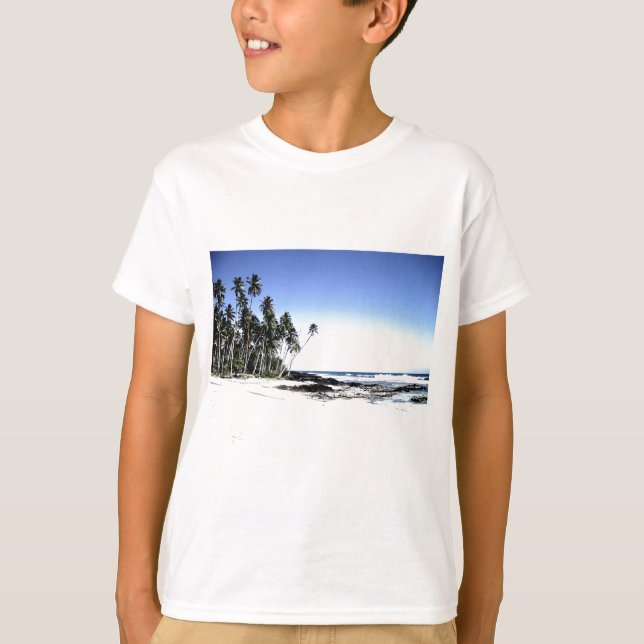 Exotische Palmen & Paradise Strand T-Shirt (Vorderseite)