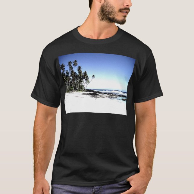 Exotische Palmen & Paradise Strand T-Shirt (Vorderseite)