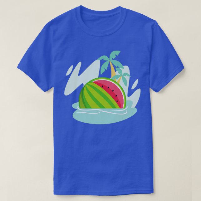 Exotische Palmen Sommermelon Ozean Fruchtwasser T-Shirt (Design vorne)