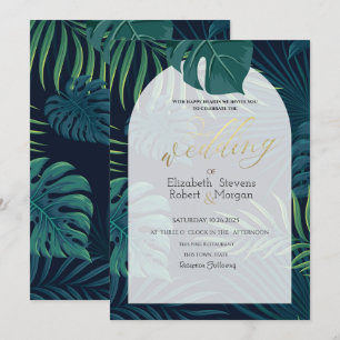 Exotische Palmenblätter Hochzeit Einladung