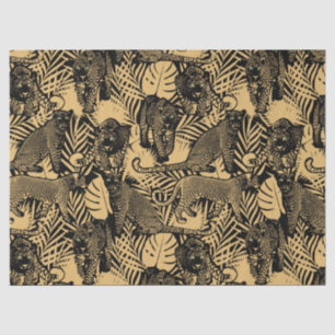 Exotische Panther/Leoparden Schwarz und Gold Seidenpapier