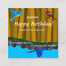 Exotische Papageien auf der Geburtstagsparty des W Begleitkarte