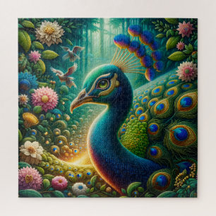 Exotische Pfauen-Dschungel Pracht Puzzle