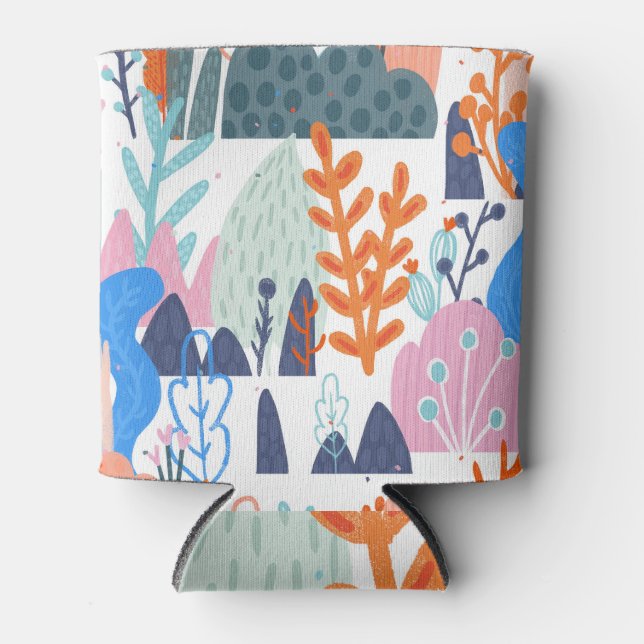 Exotische Pflanze: Helles, nahtloses Muster Dosenkühler (Vorderseite)