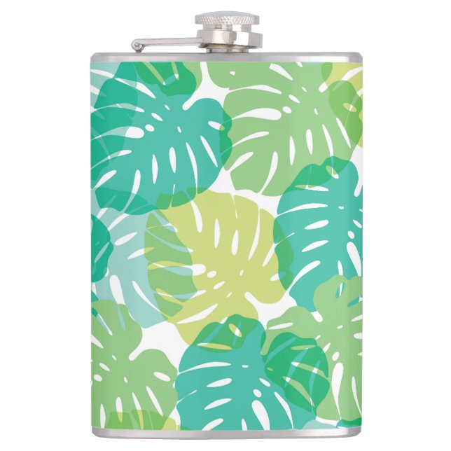 Exotische Pflanze: Tropical Monstera Flachmann (Vorderseite)