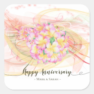 Exotische Plumeria-Blumen-abstrakte Quadratischer Aufkleber