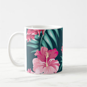 Exotische rosa Blume Monogramm Kaffeetasse