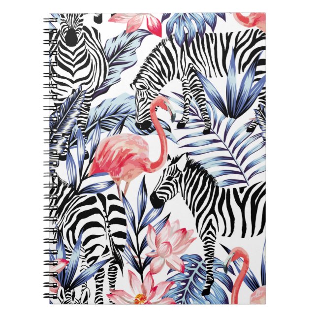 Exotische rosa Flamingo, Zebra im Hintergrund Somm Notizblock (Vorderseite)