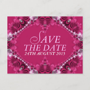 Exotische rosa Lacy Save the Date Postkarte