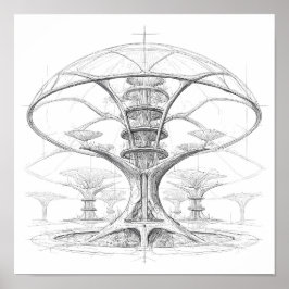 Exotische Science-Fiction-Kunst: Alien-Bio-Dom-Hyd Poster