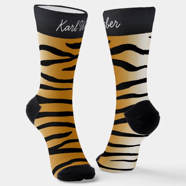 Exotische Tiger Streifen Personalisiert Socken (Gewinkelt)