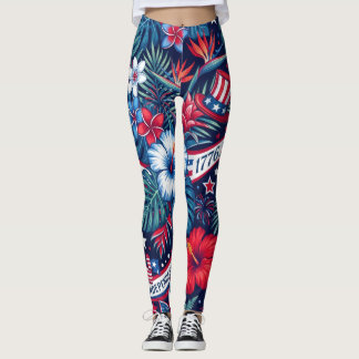 Exotische Tropical 4. Juli Americana Leggings