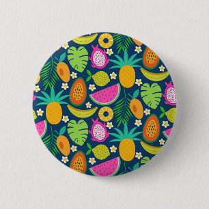Exotische tropische Ananas Banane Drachenfrucht Button