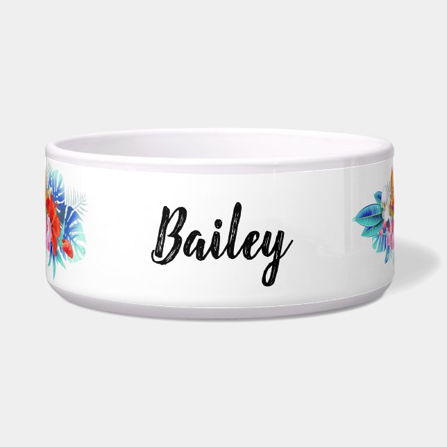 Exotische tropische Blume in Rosa und Aqua Napf (Vorderseite)