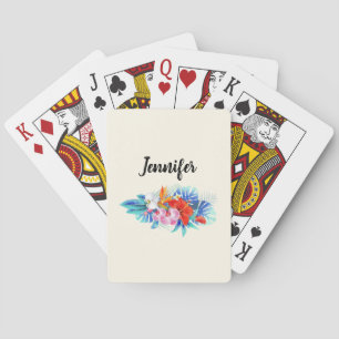 Exotische tropische Blume in Rosa und Aqua Spielkarten