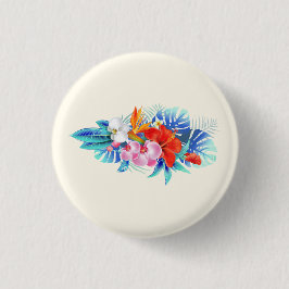 Exotische tropische Blume - Rosa und Aquamarine Button