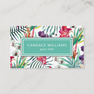 Exotische tropische Blume und Blattmuster Visitenkarte
