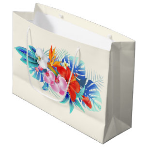 Exotische tropische Blumen - Pink & Aquamarin Große Geschenktüte