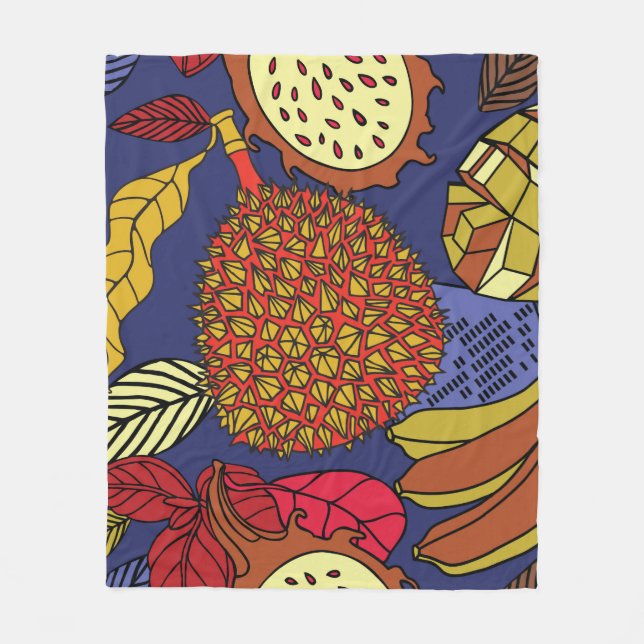 Exotische tropische Mischung von Früchten. Blütenn Fleecedecke (Vorderseite)