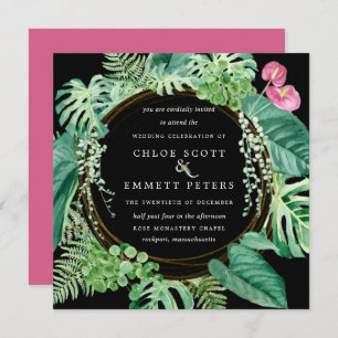 Exotische tropische Pink-Blumen-Winter-Hochzeit Einladung