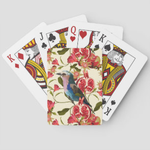 Exotische Vögel, Blume, Granatapfel. Spielkarten