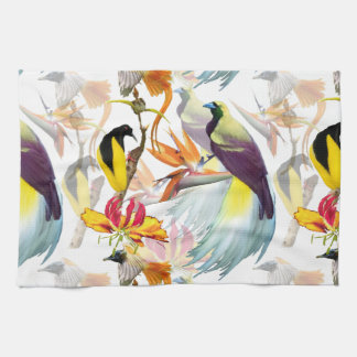 Exotische Vögel des Paradieses und Blume Aquarell Geschirrtuch