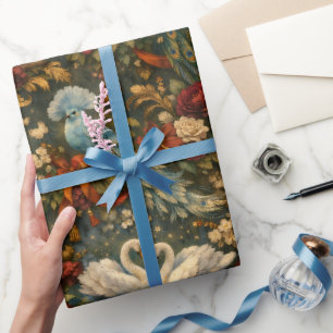 Exotische Vögel Fantasy Antique Botanik Geschenkpapier
