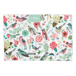 Exotische Vögel Jungle Floral Muster mit Monogramm Kissenbezug