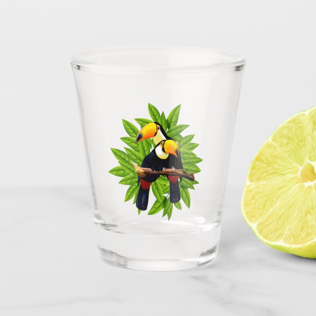 Exotische Vögel Schnapsglas (Vorderseite)