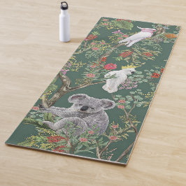 Exotische Vögel und grüner Koala Bären-Yoga-Mat Yogamatte