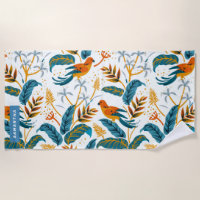 Exotische Vögel und tropische Blätter