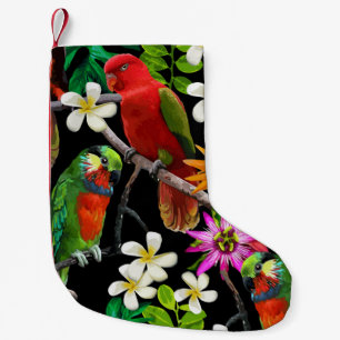 exotische Vögel und wunderschöne Blume Kleiner Weihnachtsstrumpf