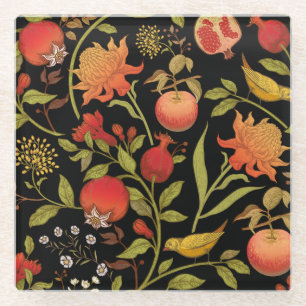 Exotische Vogelarten Blume Vintage Illustration Glasuntersetzer