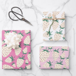 Exotische weiße Erdbeeren süße, bunte Früchte Geschenkpapier Set