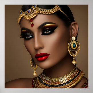 Exotischer ägyptischer Schmuck Frauen Gold rot grü Poster