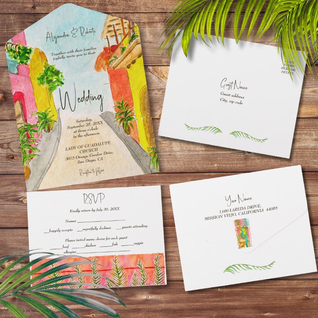 Exotischer Bird Lush Garden Hochzeit All In One Einladung (Von Creator hochgeladen)