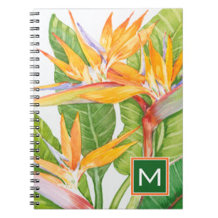 Exotischer BlumenWatercolor des Monogramm-  Notizblock