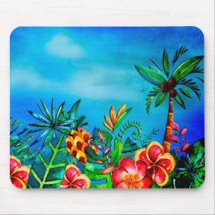 Exotischer bunter Blumen-Dschungel - Aloha Mousepad