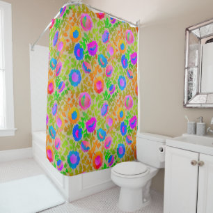 Exotischer Chintz Blumendesign Beige Duschvorhang