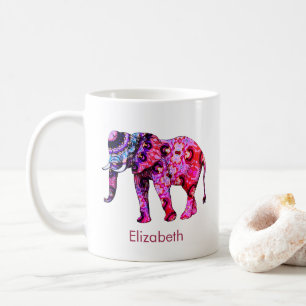 Exotischer Elefant mit einem farbenfrohen östliche Kaffeetasse